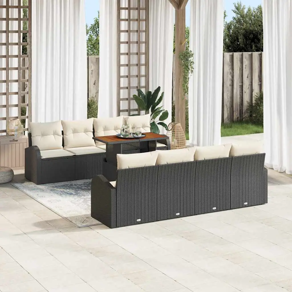Ensemble Canapé Extérieur 7 Pièces Noir et Crème en Polyrotin avec Coussins Lavables et Table – ComfortXL Outdoor Living