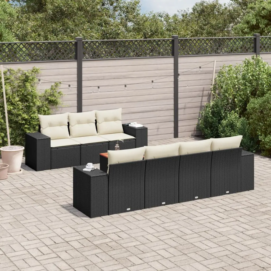Ensemble Canapés de Jardin 7 Places Résine Tressée Modulable avec Rangement Intégré Noir – ComfortXL Outdoor Living