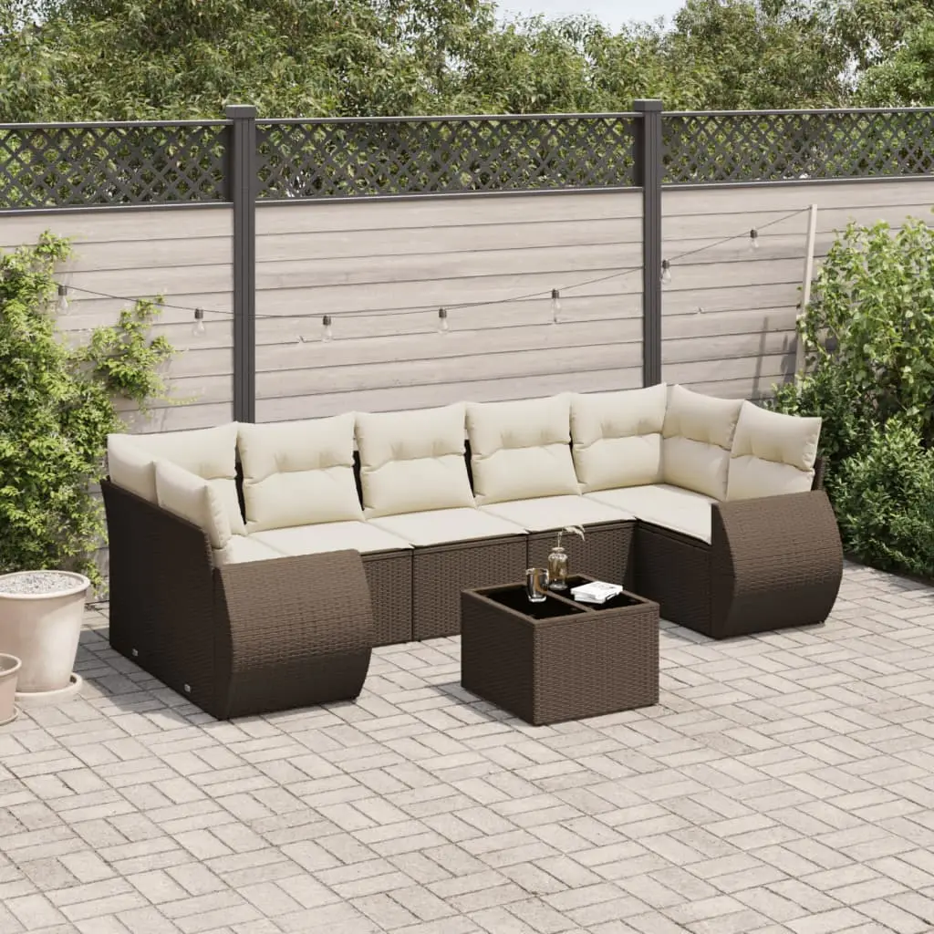 Ensemble de jardin 7 places en poly rotin modulable pour terrasse et balcon Marron – ComfortXL Outdoor Living