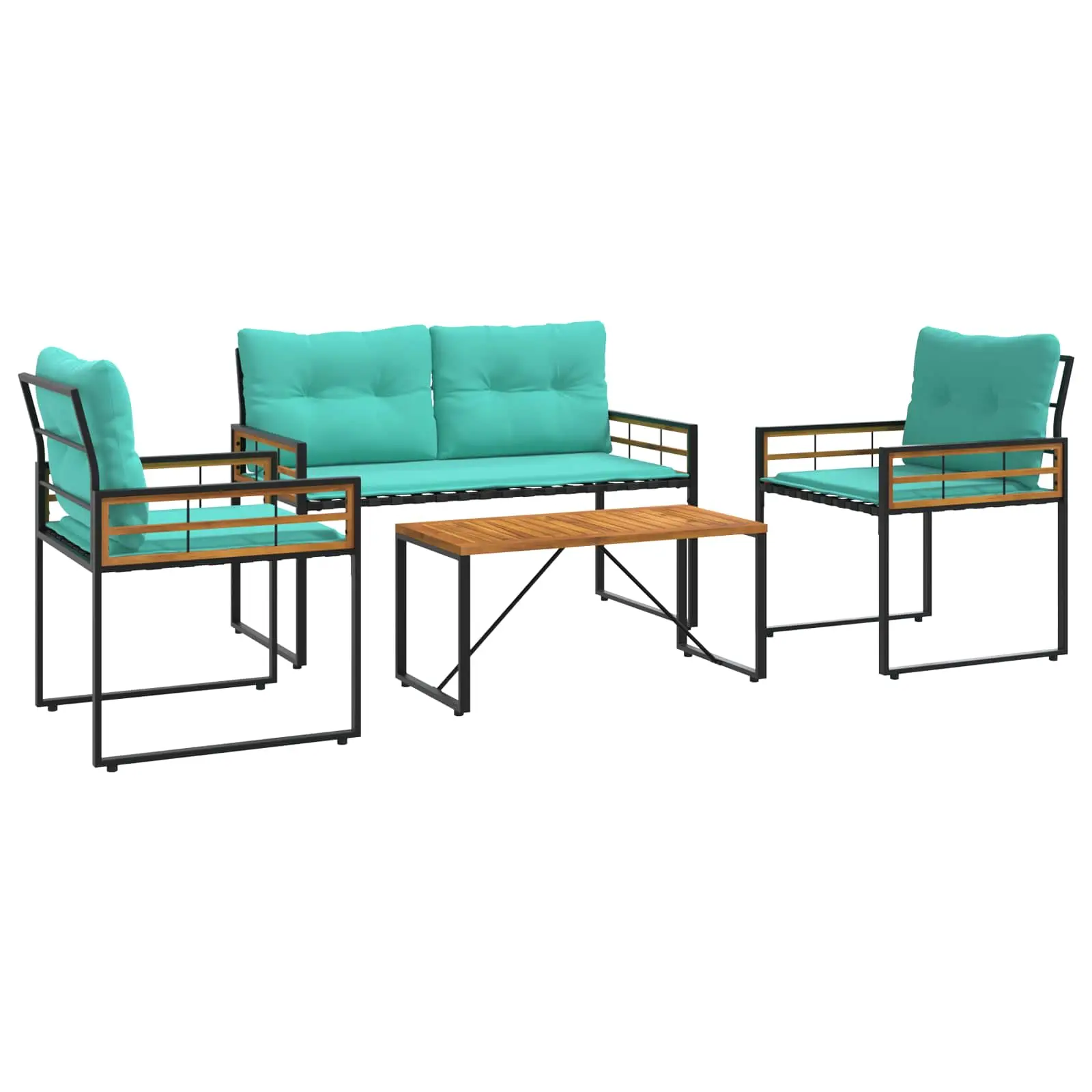 Ensemble de meubles d’extérieur avec coussin 4 pcs | Mobilier d’extérieur Turquoise Maison Chic