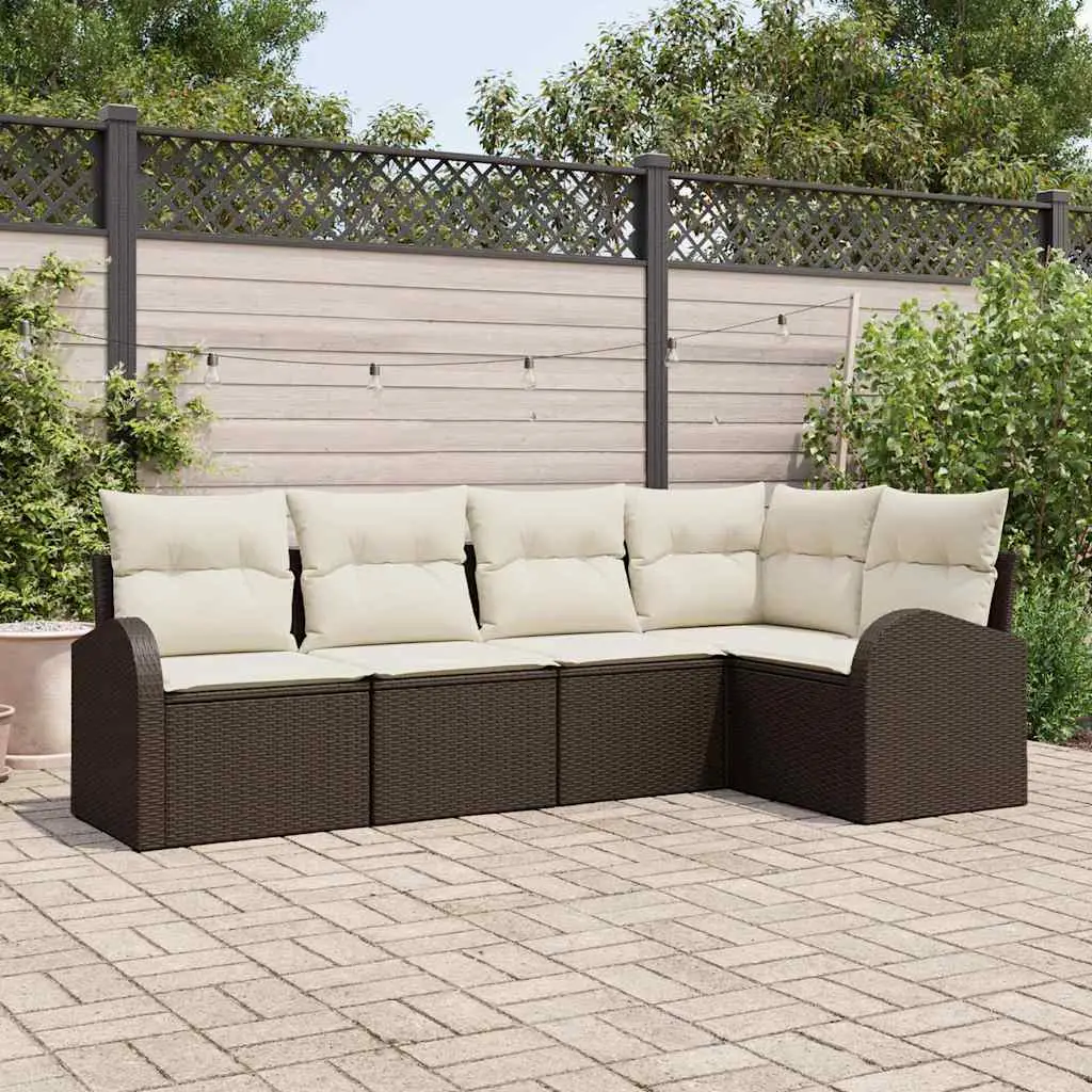Ensemble de Canapés avec coussin 5 pcs Marron Polyester vidaXL 3346038