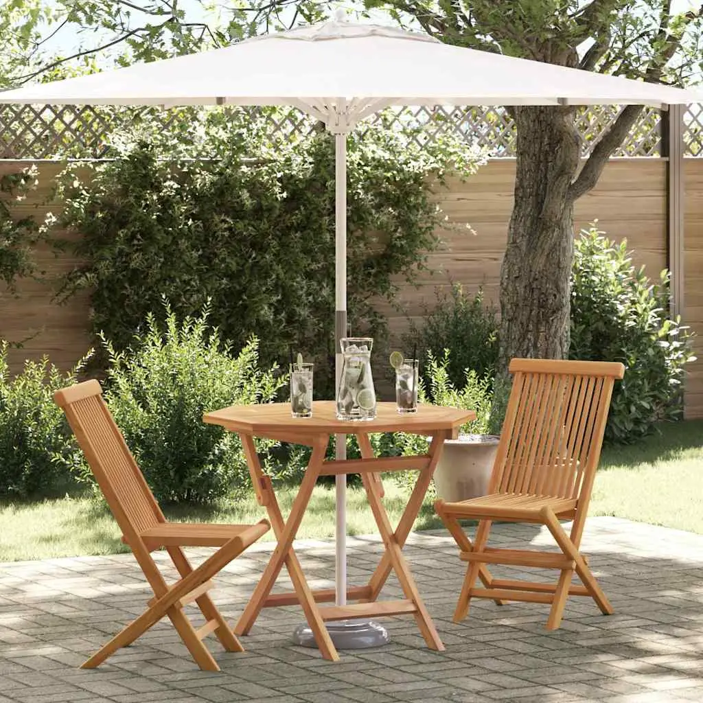 Ensemble de Jardin Pliable en Teck Massif 2 Places pour Repas sur Terrasse Marron 3 pcs – ComfortXL Outdoor Living