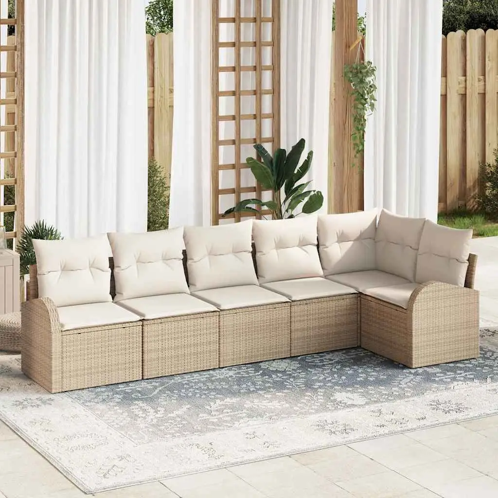 Ensemble de Jardin 6 Places en Poly Rotin Modulable et Confortable Beige – ComfortXL Outdoor Living