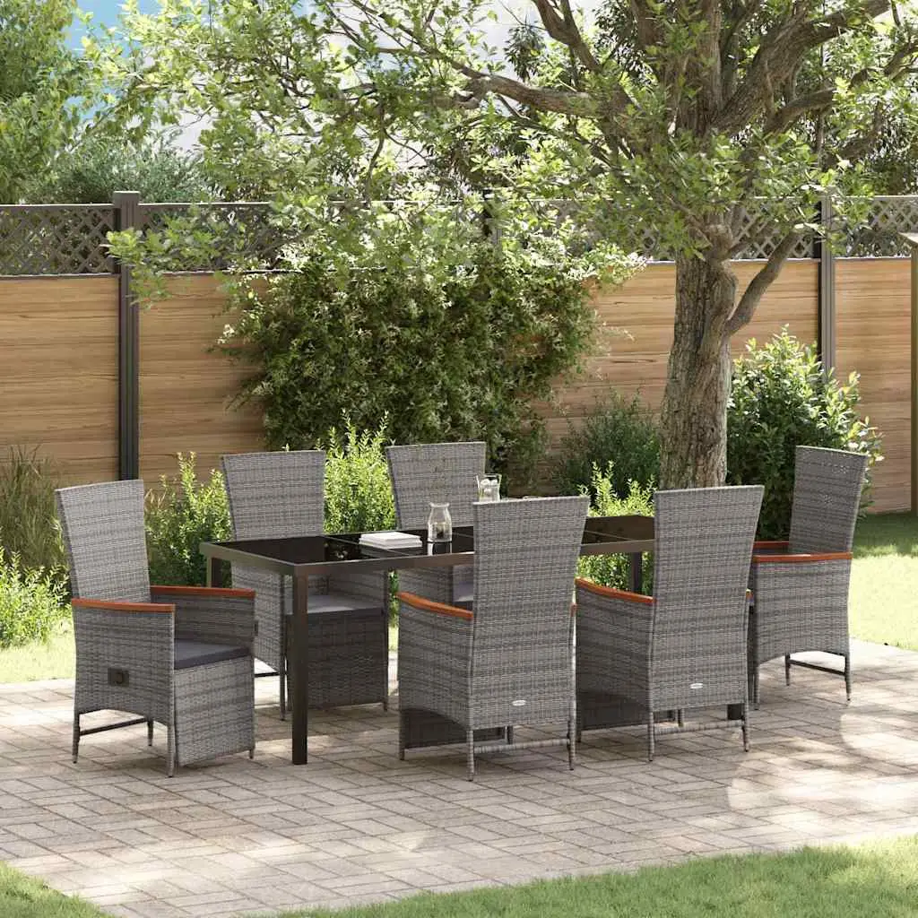 Ensemble de salle à manger pour jardin 7 pcs Gris polyrotin vidaXL 3379455