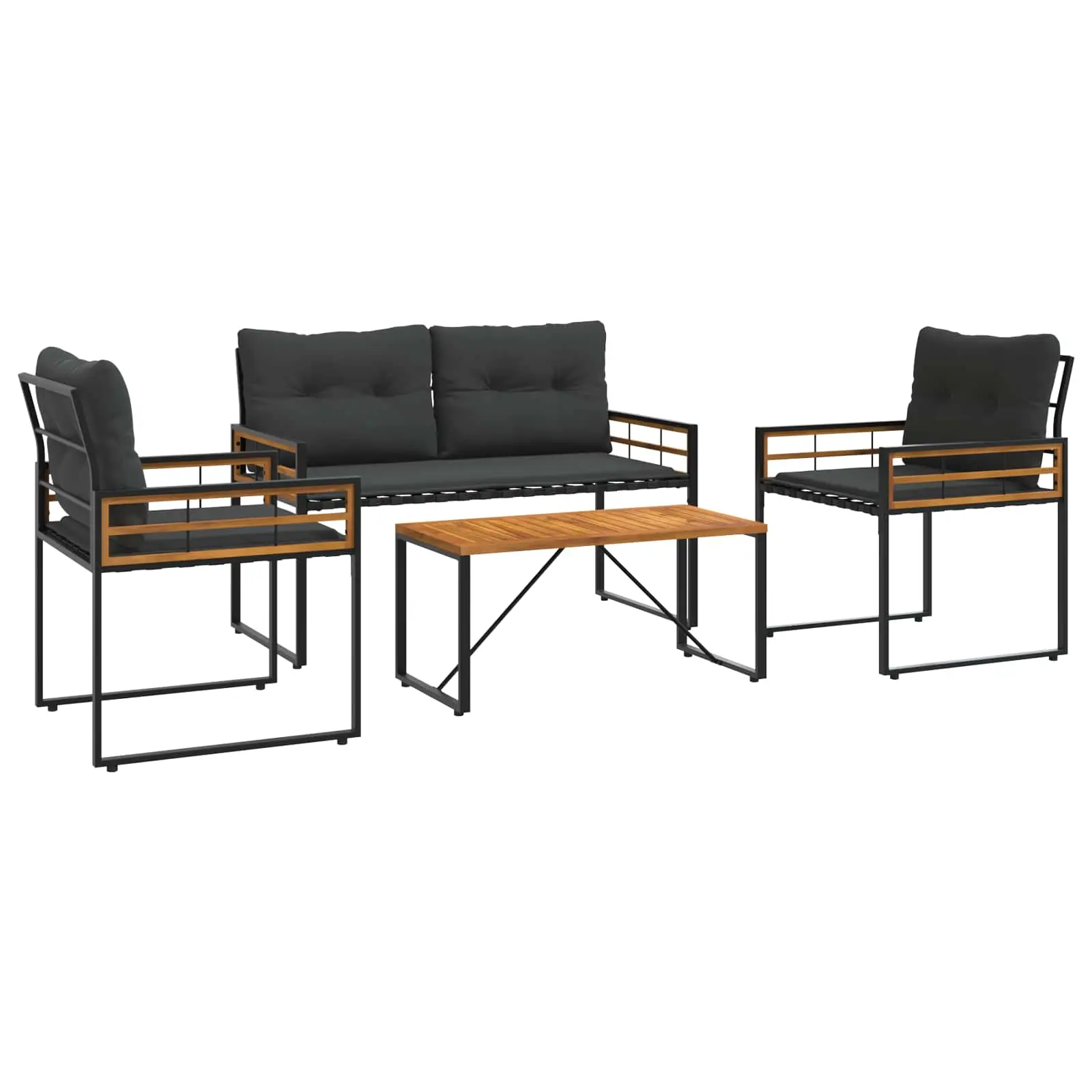 Ensemble de meubles d’extérieur avec coussin 4 pcs | Mobilier d’extérieur Gris foncé Maison Chic