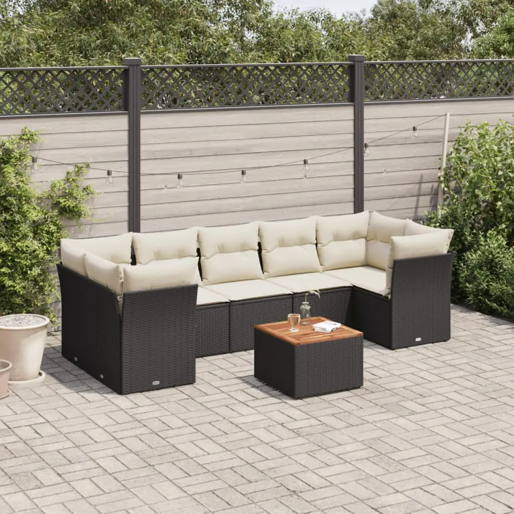Ensemble de jardin modulable 8 pièces en poly rotin avec coffre de rangement intégré Noir – ComfortXL Outdoor Living