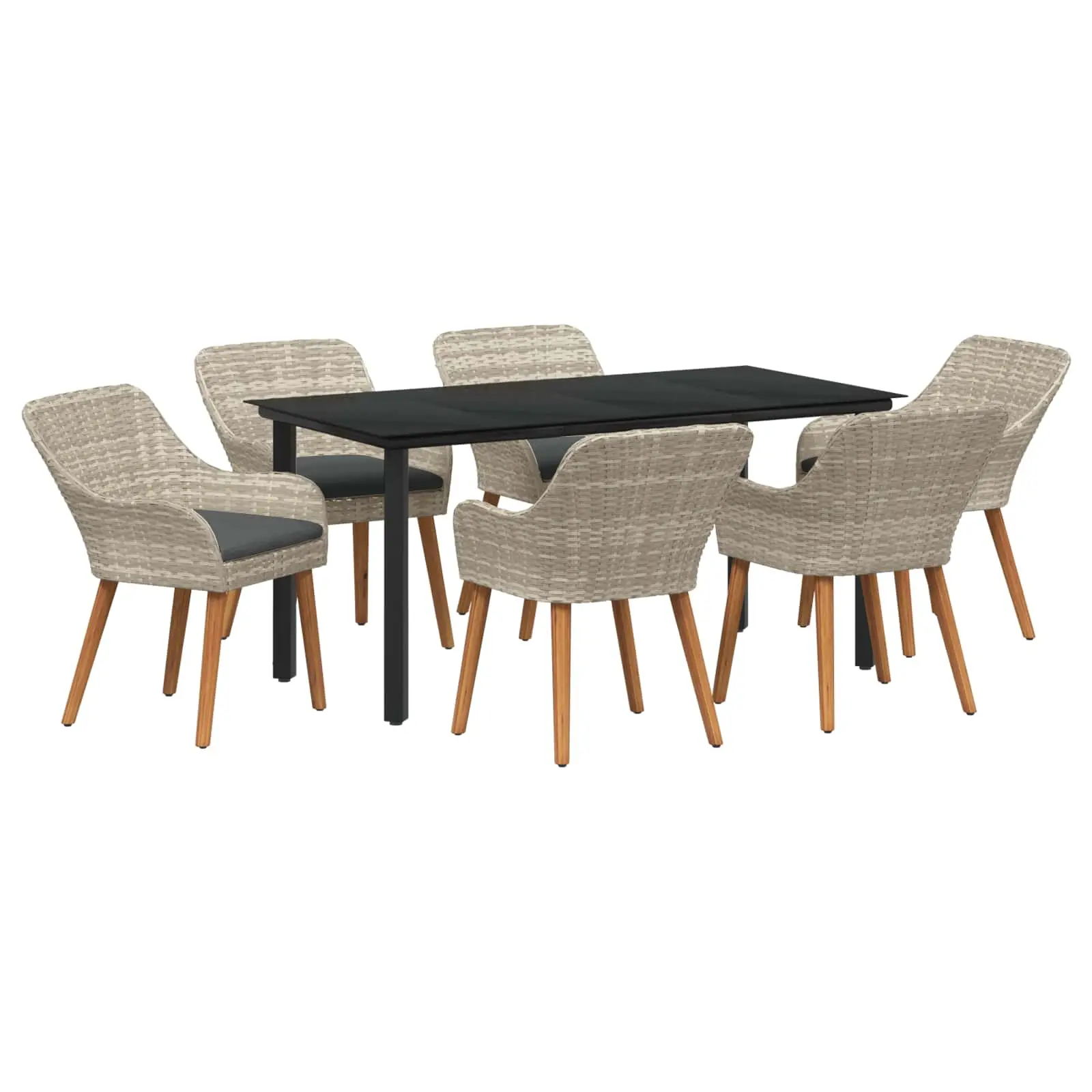 Ensemble de salle à manger pour jardin 7 pcs Gris clair vidaXL 3261716
