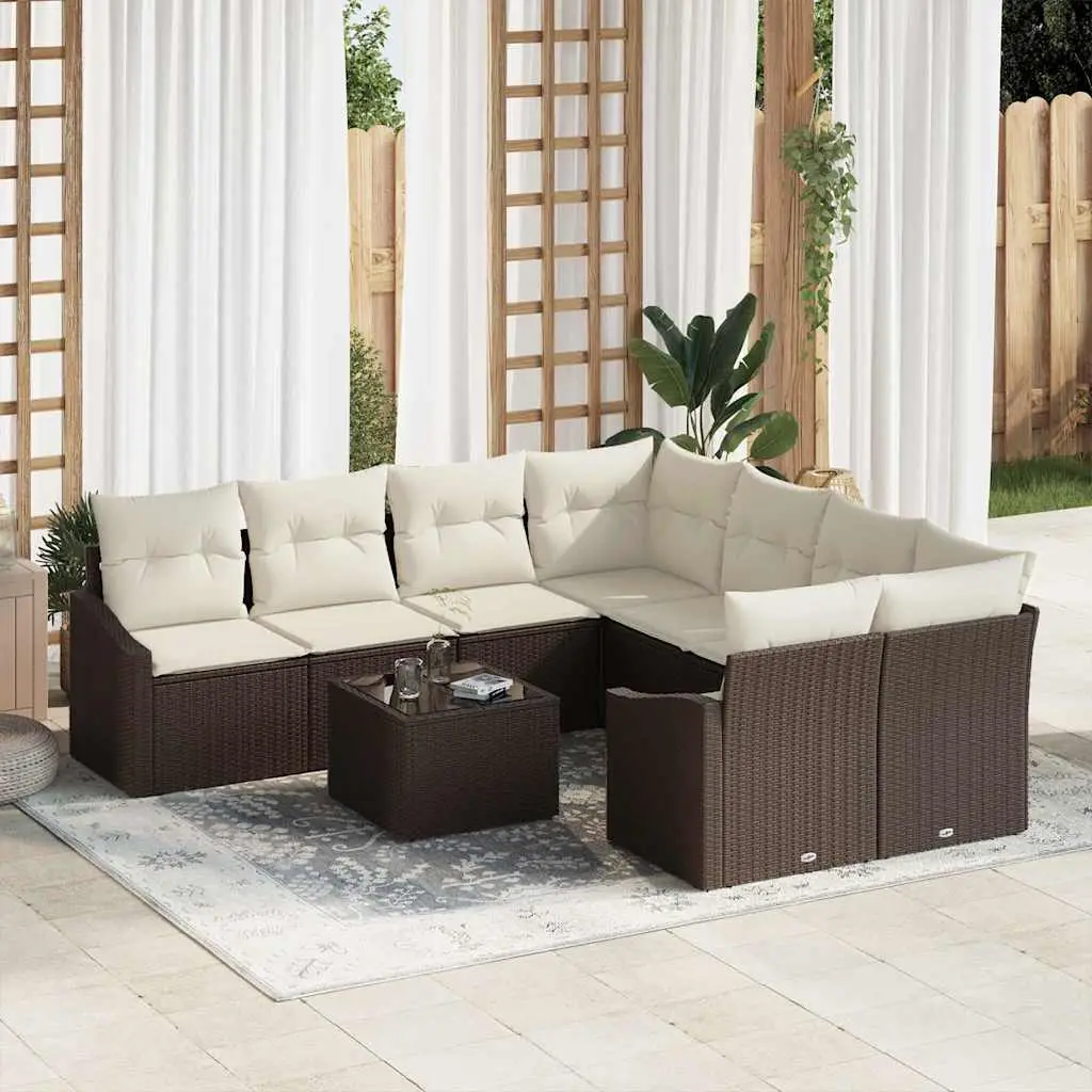 Ensemble de Canapés 9 pcs Marron et Crème polyrotin vidaXL 3355327