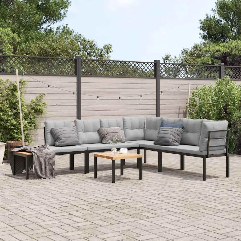 Ensemble de banc de jardin avec coussins 5 pcs noir vidaXL 3283644