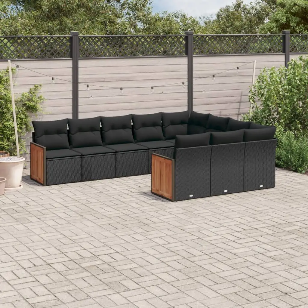 Ensemble canapés de jardin 10 pièces résine tressée avec rangement modulable pour balcon Noir – ComfortXL Outdoor Living