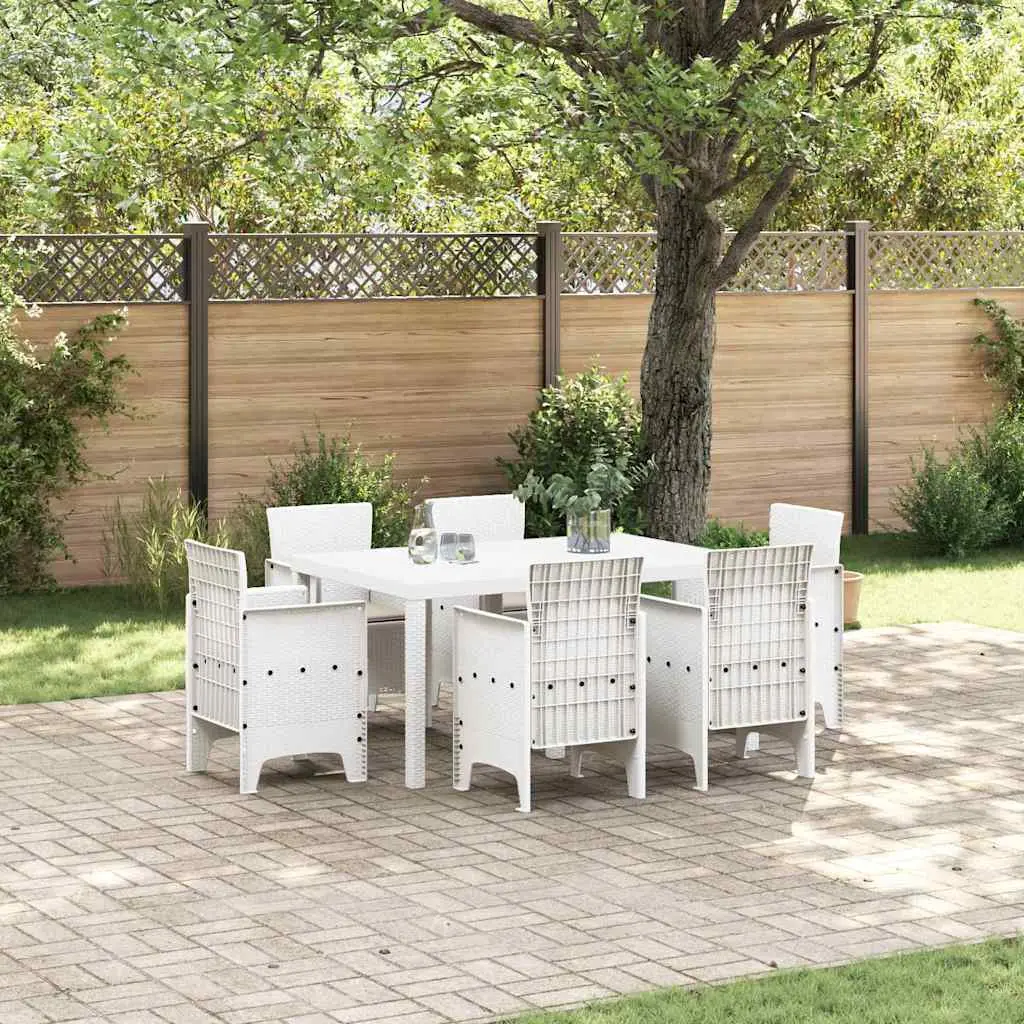 Ensemble de salle à manger pour jardin 7 pcs Blanc Rattan Polt vidaXL 3378563