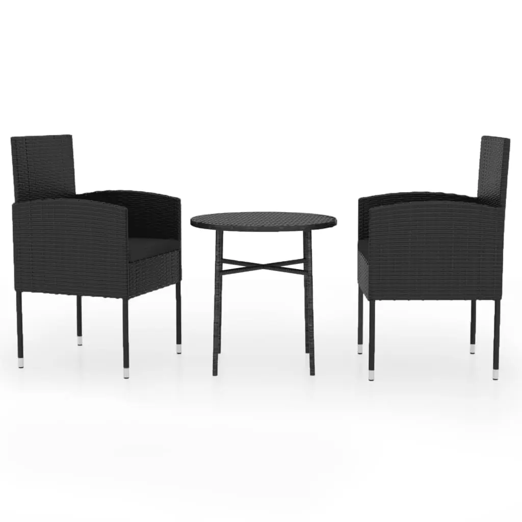 Ensemble de 3 pcs table de jardin avec chaises – mobilier de jardin Résine tressée Noir-JU2458