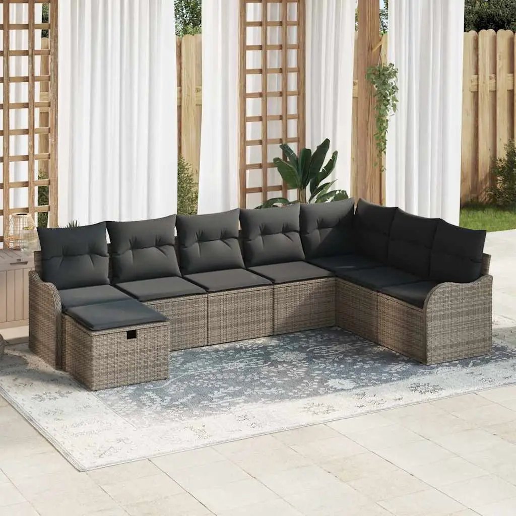 Ensemble de Canapés avec coussin 8 pcs Gris polyrotin vidaXL 3359028