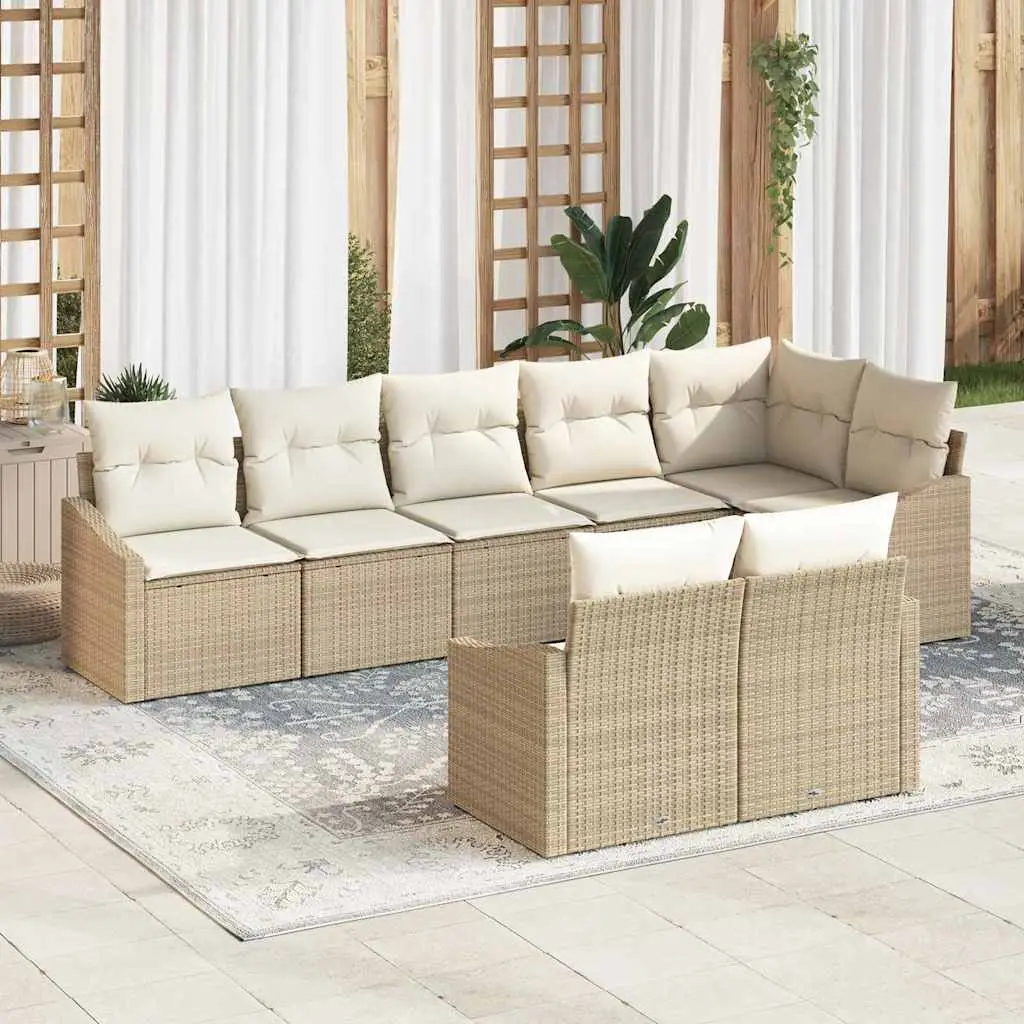Ensemble de Canapés avec coussin 8 pcs Beige polyrotin vidaXL 3346771