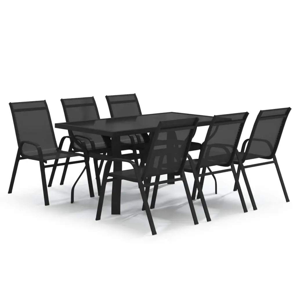 Ensemble de 7 pcs table de jardin avec chaises – mobilier de jardin Noir