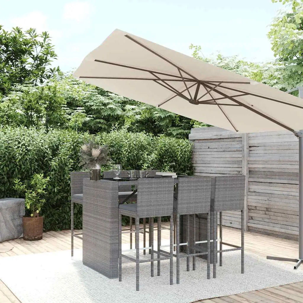 Ensemble de bar de jardin 7 pcs avec coussins gris poly rotin vidaXL 3187628