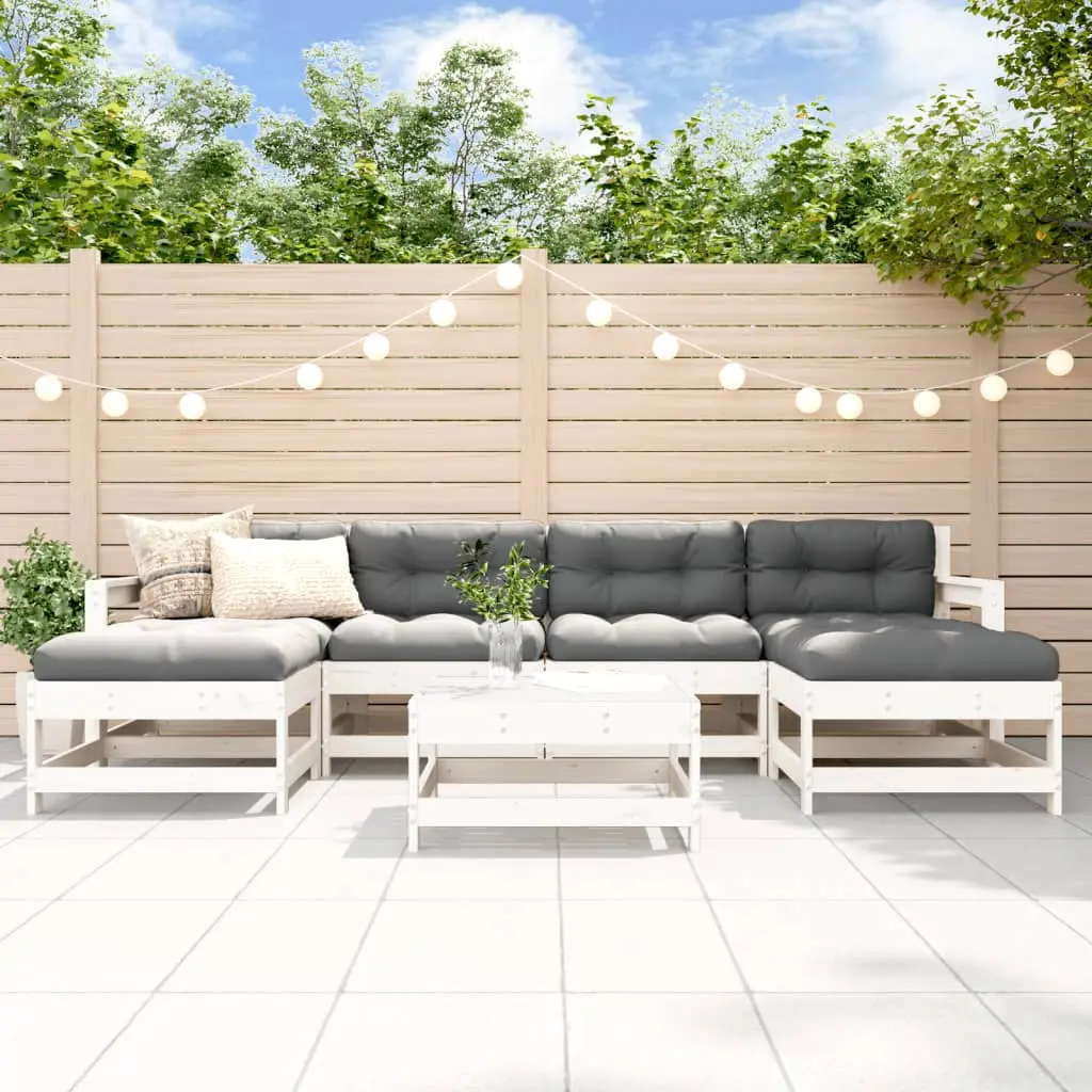 Ensemble de jardin 7 pcs bois de pin blanc modulable pour extérieur – ComfortXL Outdoor Living
