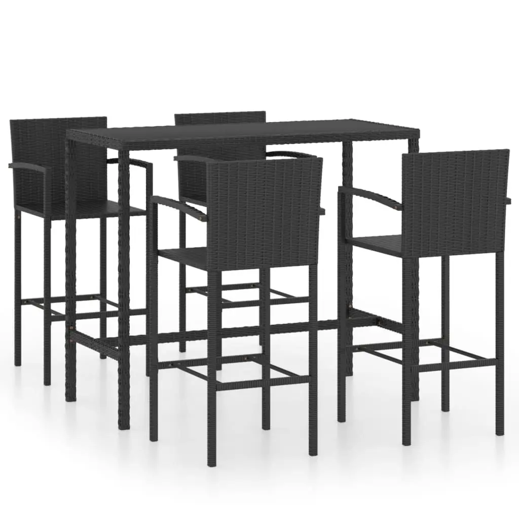 Ensemble de 5 pcs bar de jardin – Mobilier d’extérieur – Mobilier de jardin Résine tressée Noir-JU2023