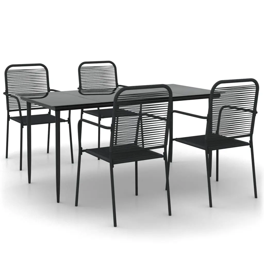 Ensemble de 5 pcs table de jardin avec chaises – mobilier de jardin Noir Corde de coton et acier