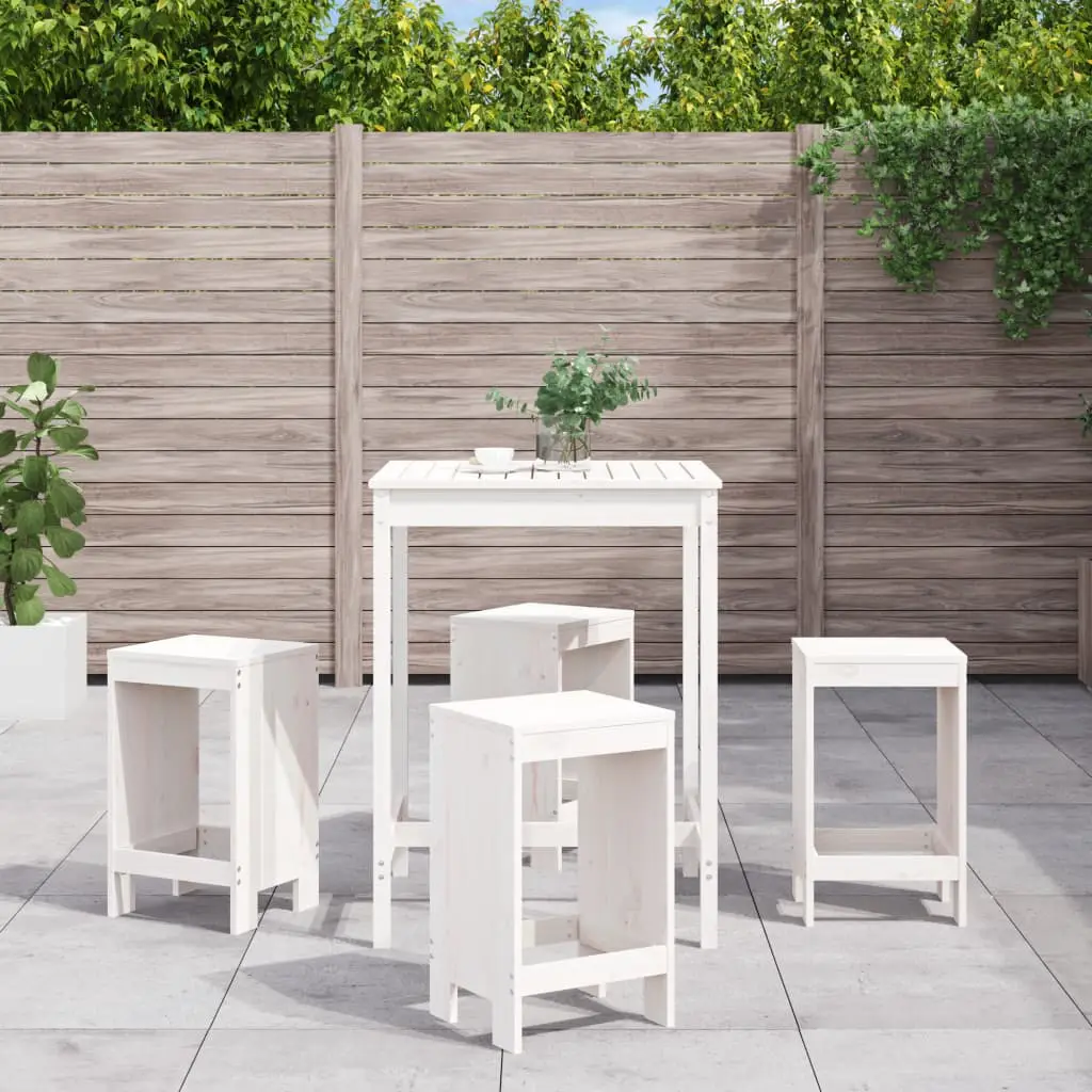 Ensemble de bar de jardin 5 pcs blanc bois massif de pin vidaXL 3157740