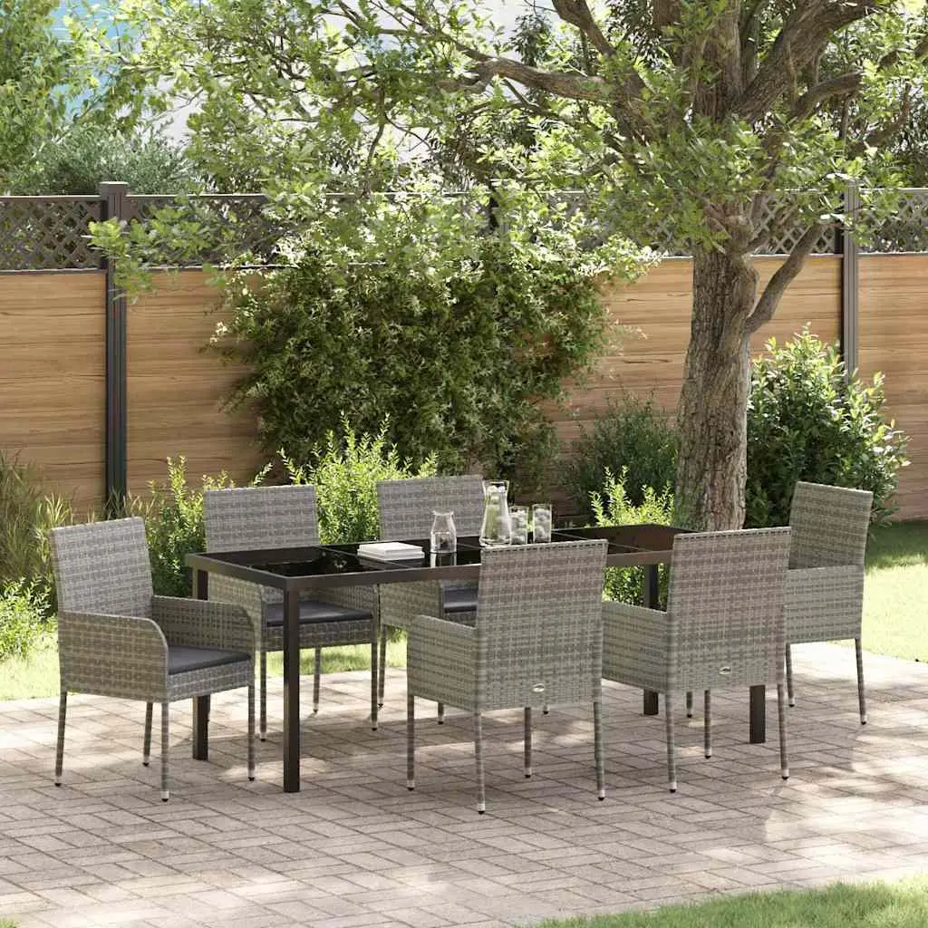 Ensemble de salle à manger pour jardin 7 pcs Gris polyrotin vidaXL 3380111