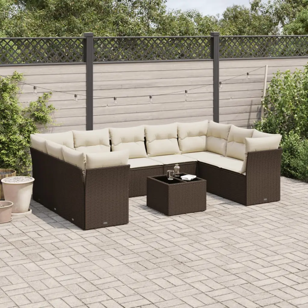 Ensemble Canapés de Jardin 9 Places Poly Rotin Marron avec Coffres de Rangement Intégrés – ComfortXL Outdoor Living