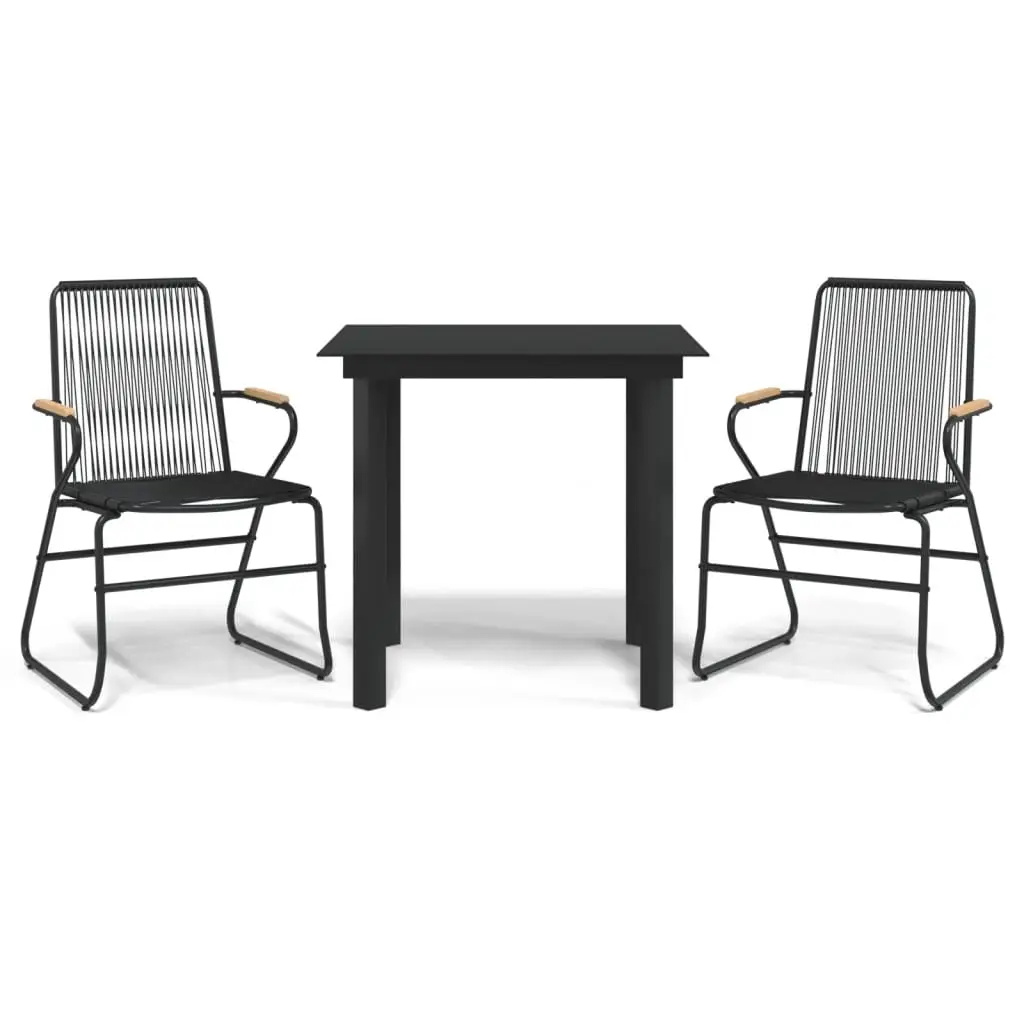 Ensemble de 3 pcs table de jardin avec chaises – mobilier de jardin noir rotin PVC-JU2666