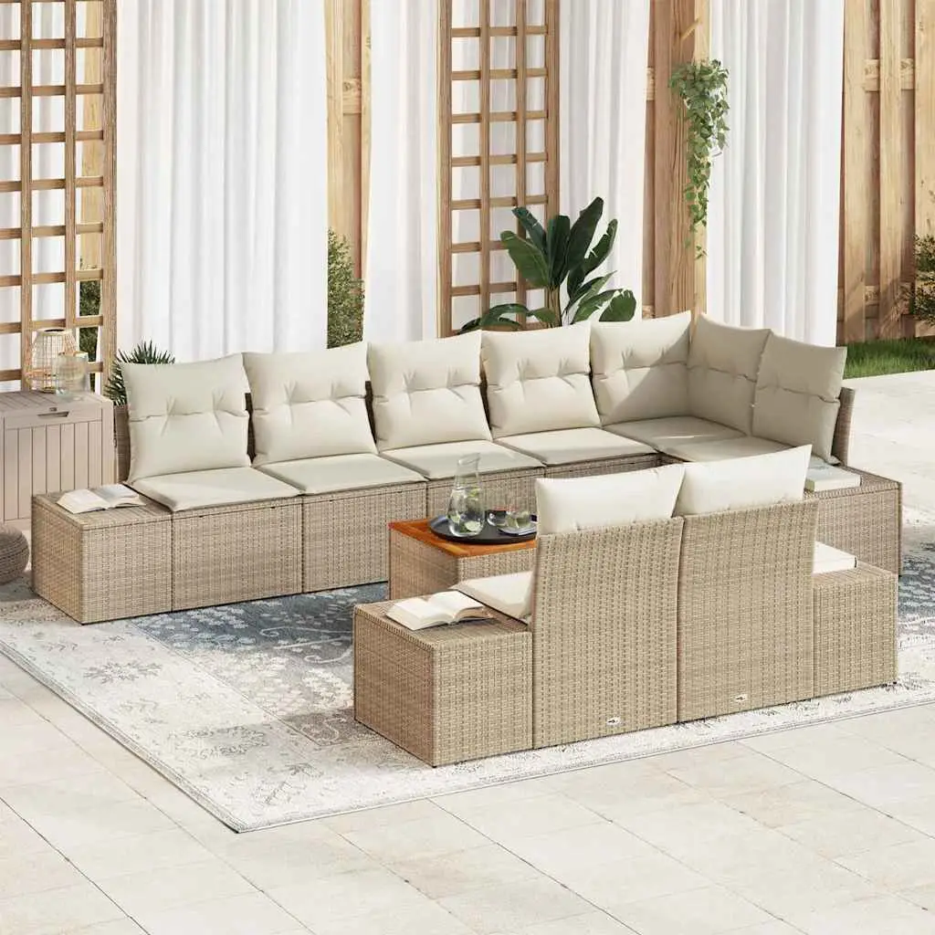 Ensemble de canapé de jardin avec stockage 9 pcs Beige et blanc vidaXL 3356643