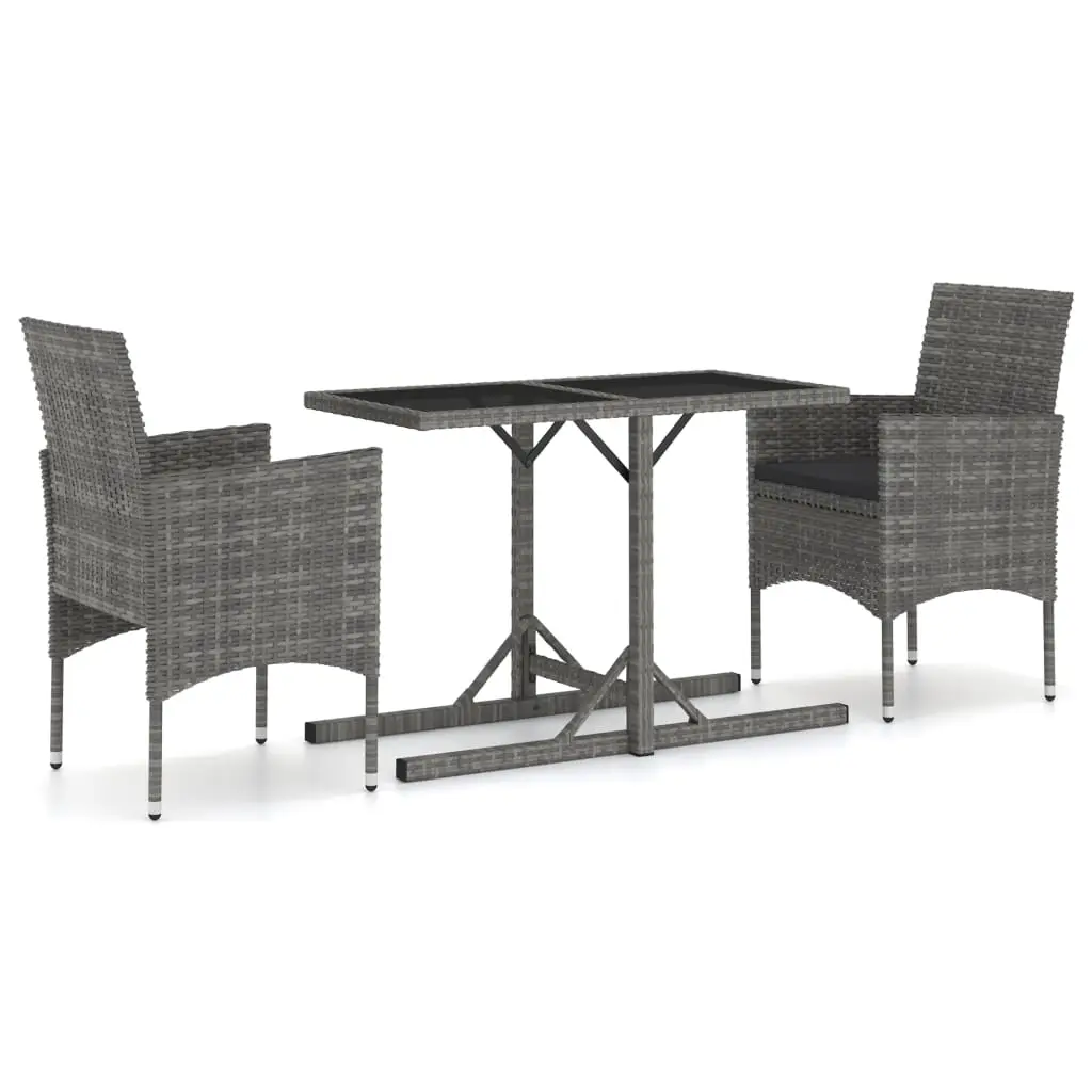 Ensemble de 3 pcs table de jardin et chaises – mobilier de jardin Gris