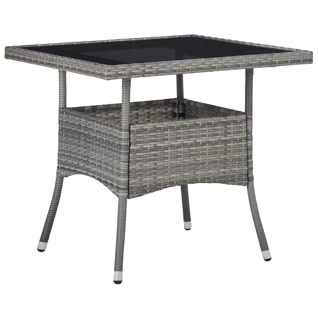 Ensemble de 3 pcs table de jardin avec chaises – mobilier de jardin Gris Résine tressée et acacia-JU2875