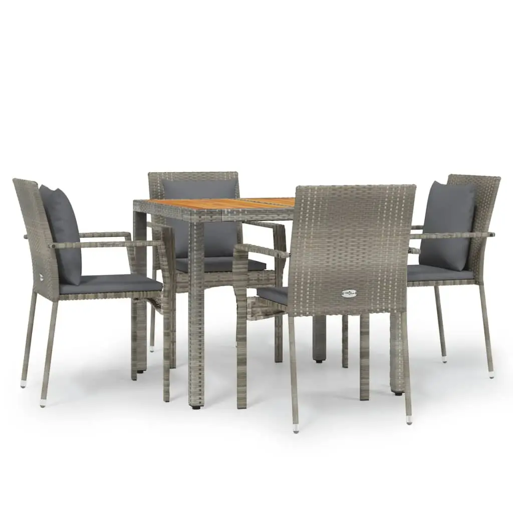 Ensemble de 5 pcs table de jardin avec chaises – mobilier de jardin coussins gris résine tressée ny567