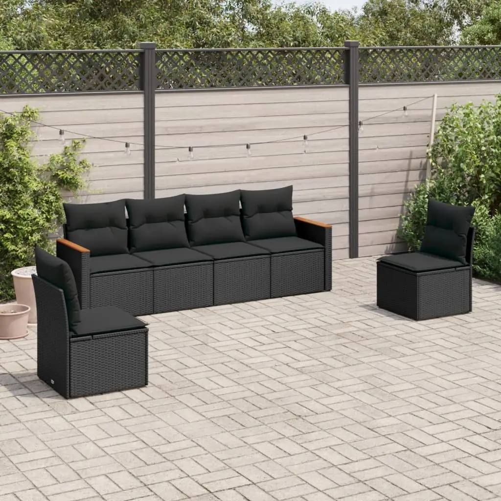 Ensemble canapé modulable 6 pcs résine tressée avec rangement pour jardin Noir – ComfortXL Outdoor Living