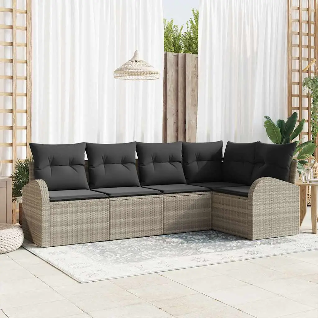 Ensemble de Jardin d’Angle 5 Places Gris Clair Coussins Inclus – ComfortXL Outdoor Living