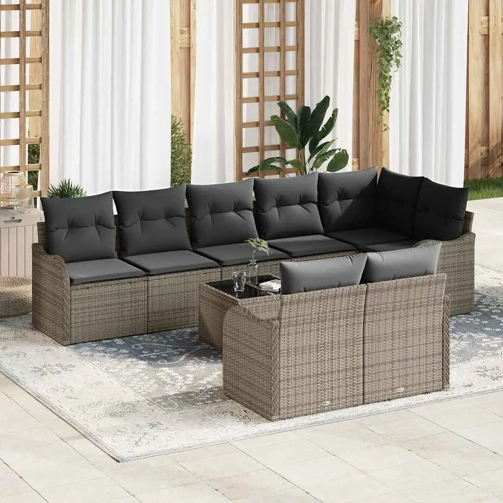 Ensemble de Jardin 8 Places en Polyrotin Modulable avec Coussins Déhoussables Gris – ComfortXL Outdoor Living