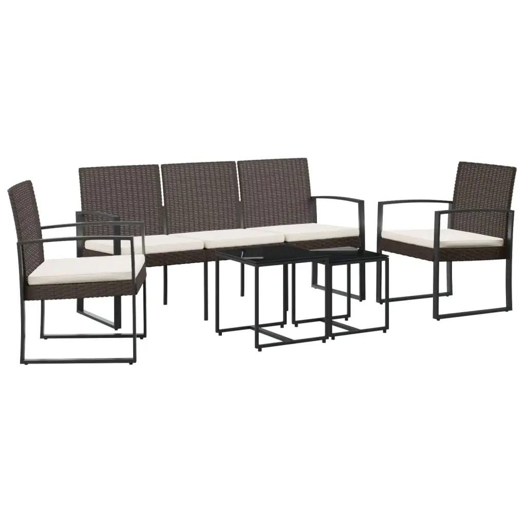 Ensemble de 5 pcs table de jardin et chaises avec coussins – mobilier de jardin marron rotin PP