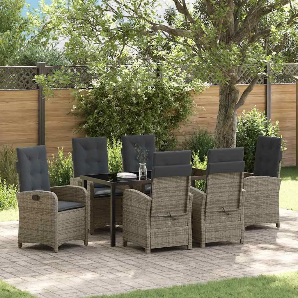 Ensemble de salle à manger pour jardin 7 pcs Gris polyrotin vidaXL 3380278