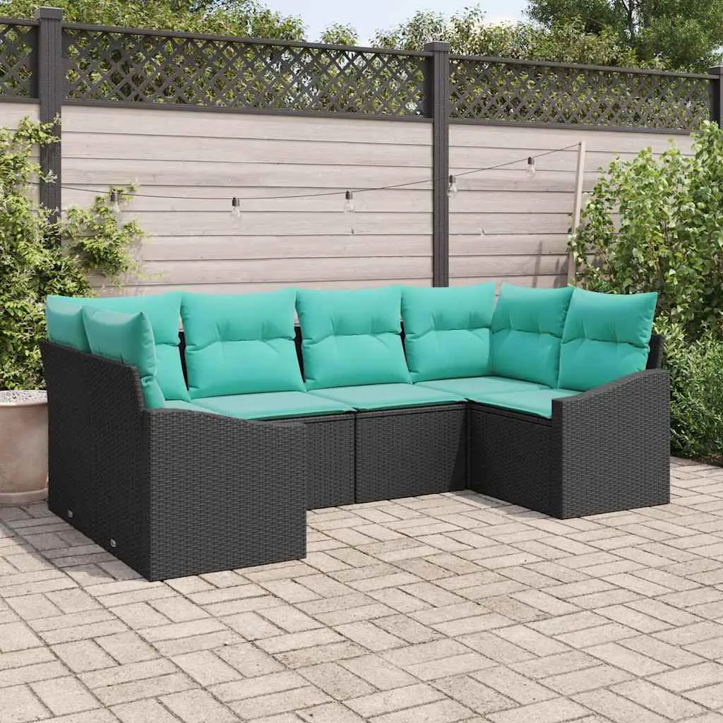 Ensemble de Canapés avec coussin 6 pcs Noir polyrotin vidaXL 3346866