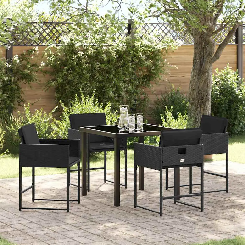 Ensemble de salle à manger pour jardin 5 pcs Noir polyrotin vidaXL 3380717