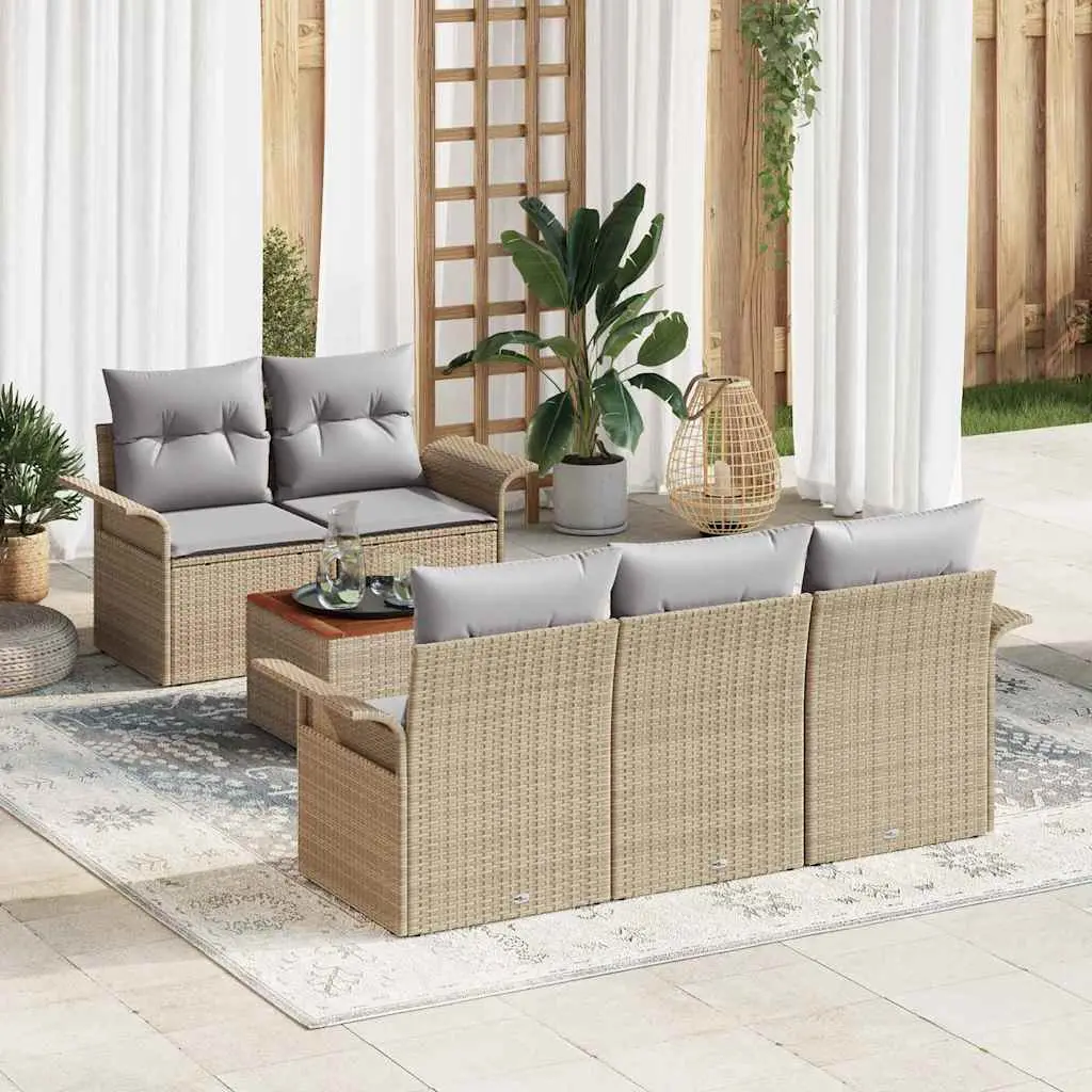 Ensemble de jardin 6 pièces modulable avec coffres de rangement Beige – ComfortXL Outdoor Living