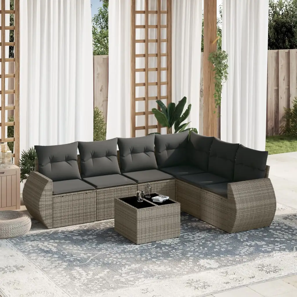 Ensemble de Jardin 6 Places Résine Tressée Modulaire avec Table en Verre Gris – ComfortXL Outdoor Living