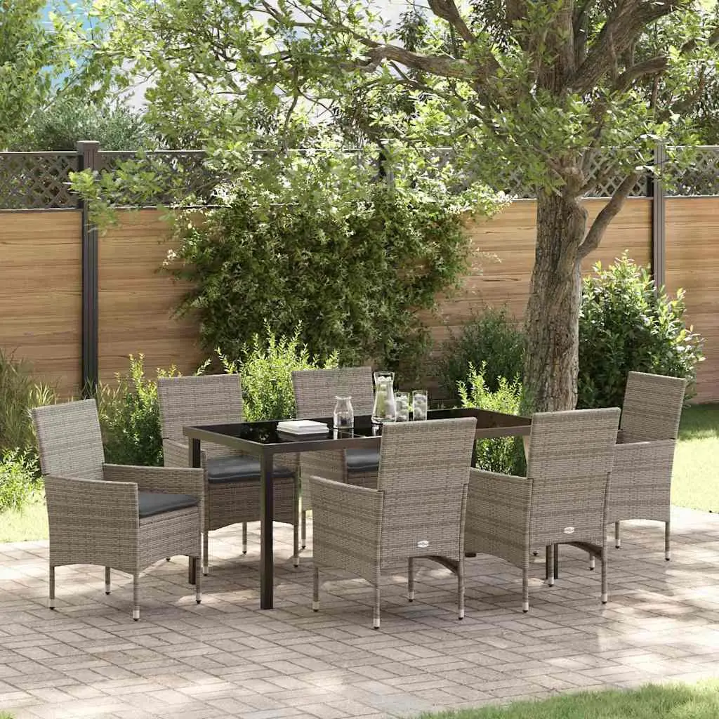 Ensemble de salle à manger pour jardin 7 pcs Gris polyrotin vidaXL 3379790