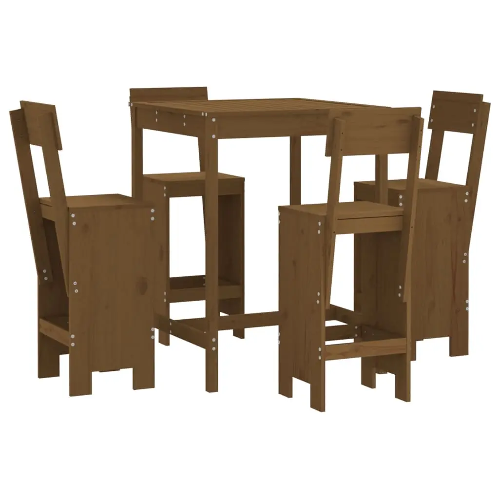 Ensemble de 5 pcs bar de jardin – Mobilier d’extérieur – Mobilier de jardin marron miel bois de pin massif-JU2223