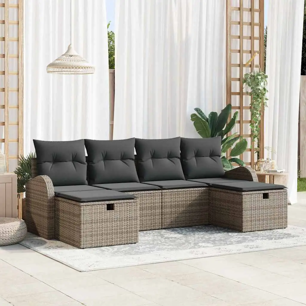 Ensemble de Canapés avec coussin 6 pcs Gris polyrotin vidaXL 3359118
