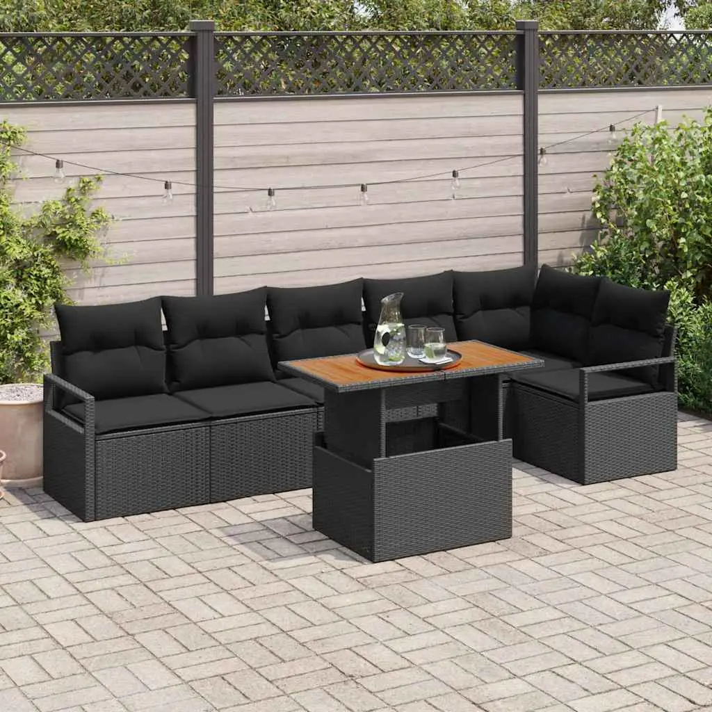 Ensemble de salle à manger pour jardin 7 pcs Noir et Marron vidaXL 3349722