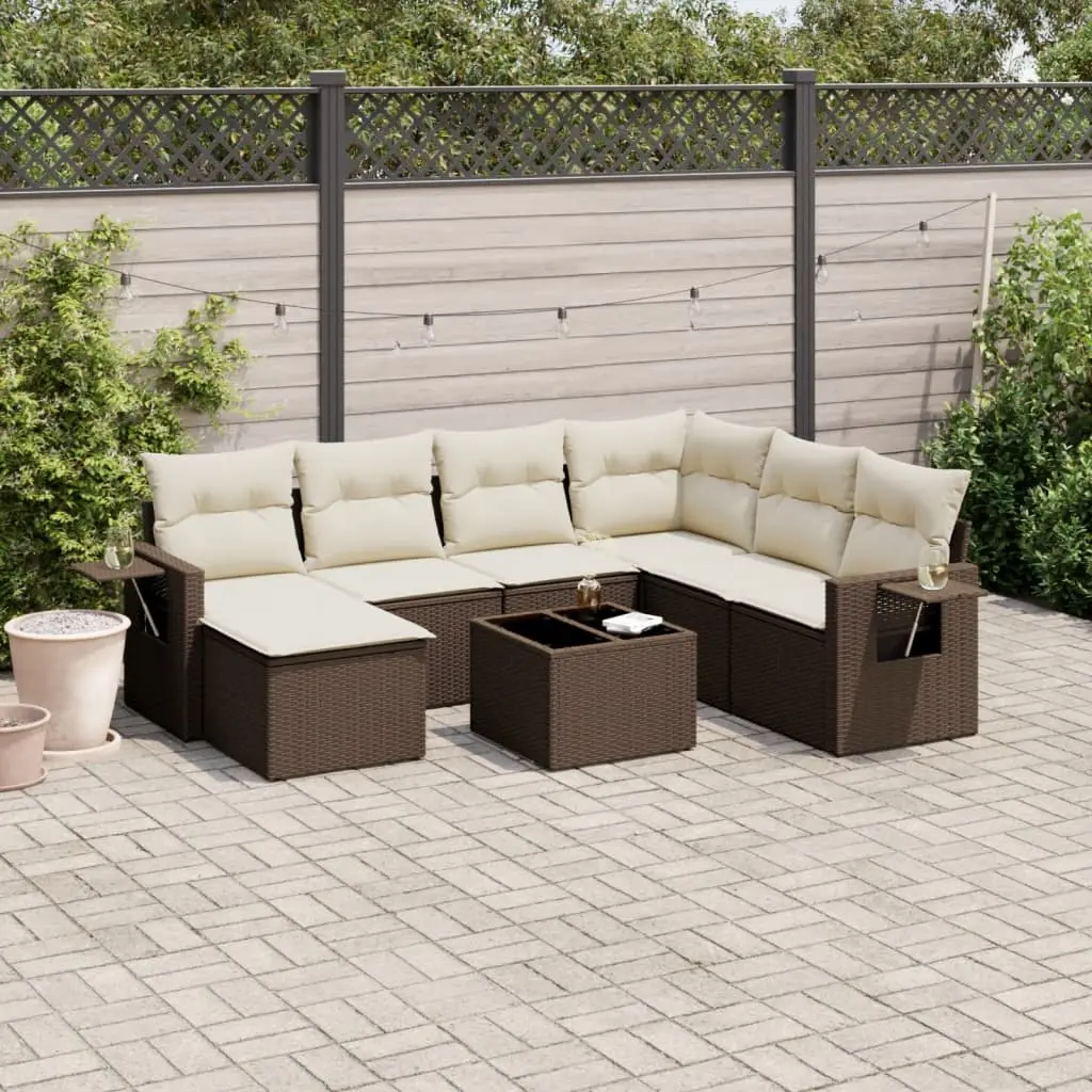 Ensemble Canapés de Jardin Marron 8 Pièces, Mobilier Modulable en Rotin Synthétique avec Rangement – ComfortXL Outdoor Living
