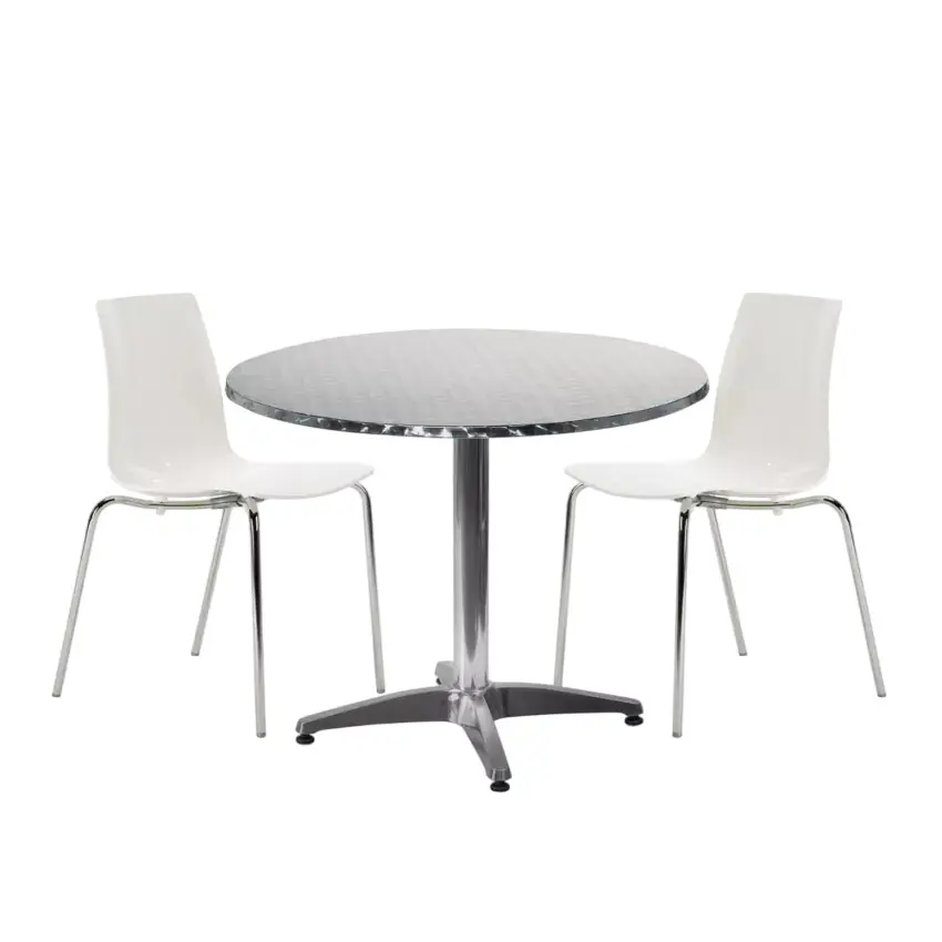 Ensemble d’extérieur 4 chaises design table ronde bar Gin Tonic|Blanc