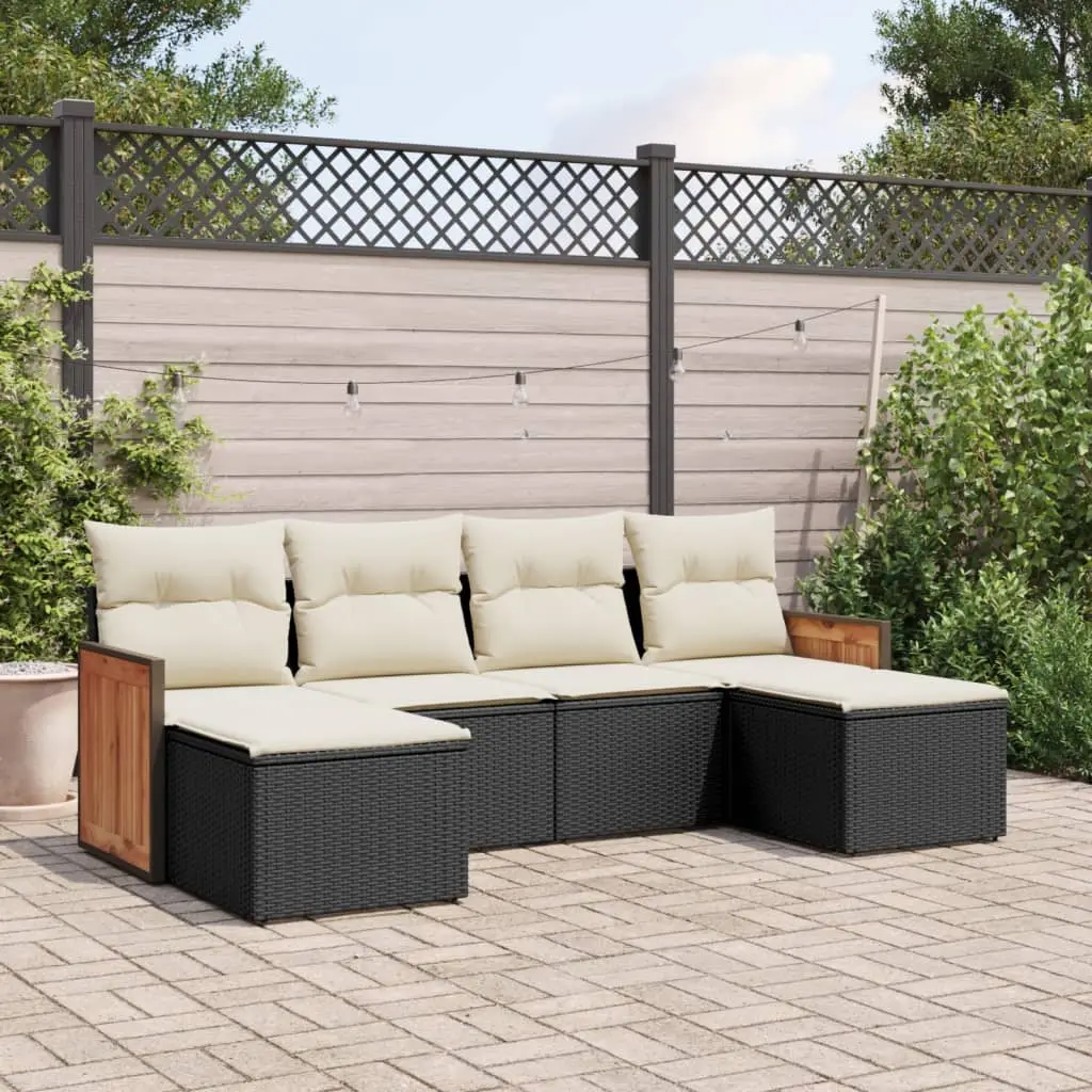 Ensemble Canapés d’Extérieur 6 pcs Résine Tressée avec Rangement et Tabourets Noir – ComfortXL Outdoor Living