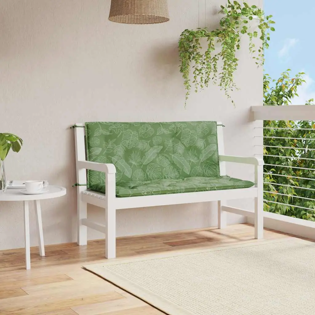 Ensemble Coussins Banc Jardin Polyester Confortable pour Terrasse Motif Feuilles Vert 120x50cm – ComfortXL Outdoor Living