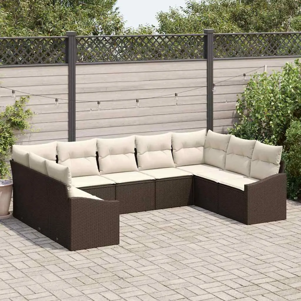 Ensemble de Canapés avec coussin 9 pcs Marron polyrotin vidaXL 3346878