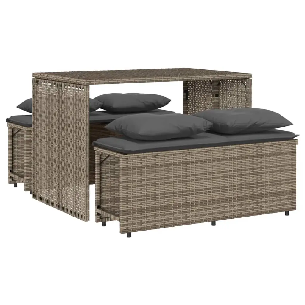 Ensemble de 3 pcs table de jardin avec chaises – mobilier de jardin coussins gris résine tressée MP359